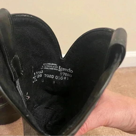 Laredo Western Boots Mens Hawk Stitched Snip Toe 11 1/2 D Black 7020 - Picture 6 of 16